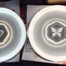 Đèn Ốp Trần Tròn Bươm Bướm 96w Phi 450 Trắng+vàng=trung Tính